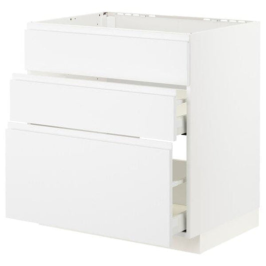 Ikea METOD / MAXIMERA - Base cab f hob/int extractor w drw, white/Voxtorp matt white, 80x60 cm