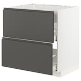 METOD / MAXIMERA base cab f hob/int extractor w drw, white/Voxtorp dark grey, 80x60 cm