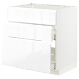 METOD / MAXIMERA base cab f hob/int extractor w drw, white/Voxtorp high-gloss/white, 80x60 cm