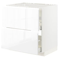 METOD / MAXIMERA base cab f hob/int extractor w drw, white/Voxtorp high-gloss/white, 80x60 cm