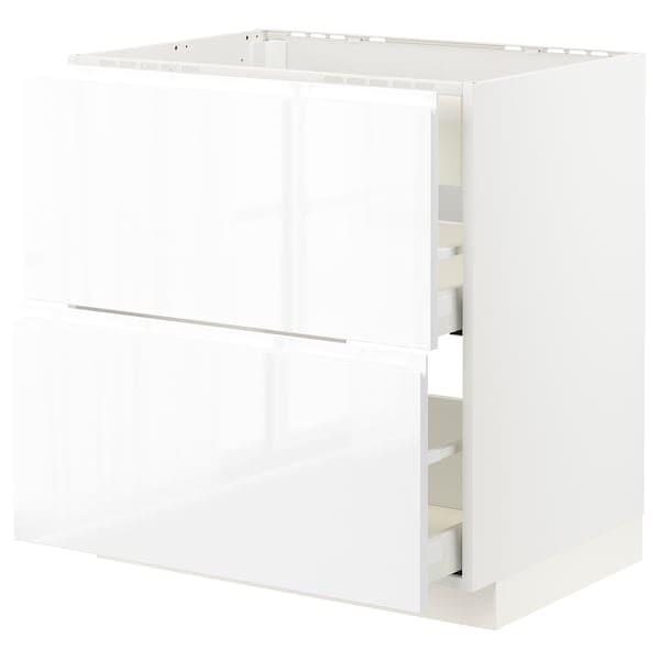 METOD / MAXIMERA - Base cab f hob/int extractor w drw, white/Voxtorp high-gloss/white, 80x60 cm - best price from Maltashopper.com 29335823