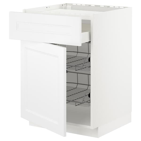 METOD / MAXIMERA - Base cab f hob/drawer/2 wire bskts, white/Axstad matt white, 60x60 cm - best price from Maltashopper.com 89457232