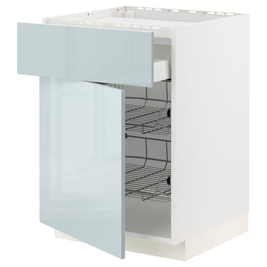 Ikea METOD / MAXIMERA - Base cab f hob/drawer/2 wire bskts, white/Kallarp light grey-blue, 60x60 cm