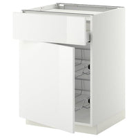 METOD / MAXIMERA base cab f hob/drawer/2 wire bskts, white/Ringhult white, 60x60 cm