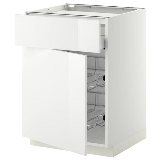 Ikea METOD / MAXIMERA - Base cab f hob/drawer/2 wire bskts, white/Ringhult white, 60x60 cm
