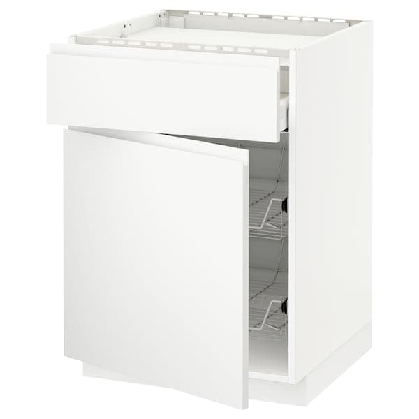Ikea METOD / MAXIMERA - Base cab f hob/drawer/2 wire bskts, white/Voxtorp matt white, 60x60 cm
