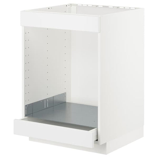Ikea METOD / MAXIMERA - Base cab for hob+oven w drawer, white/Axstad matt white, 60x60 cm