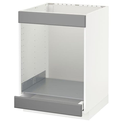 METOD / MAXIMERA - METOD / MAXIMERA Base cab for hob+oven w drawer, white/Bodbyn grey, 60x60 cm