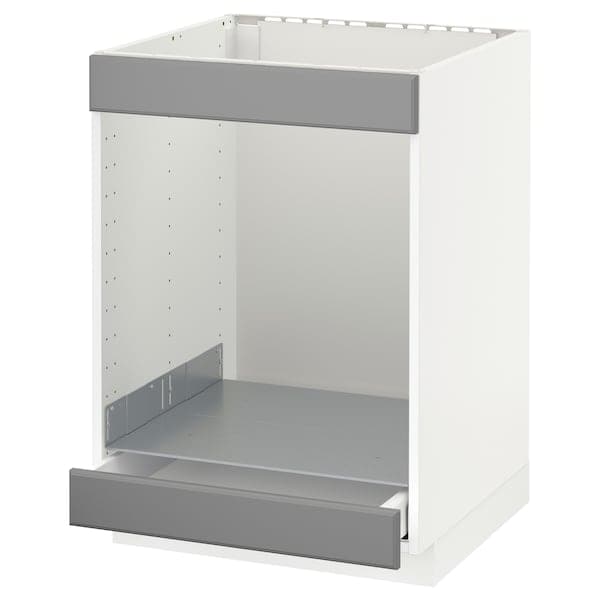 METOD / MAXIMERA - Base cab for hob+oven w drawer, white/Bodbyn grey, 60x60 cm