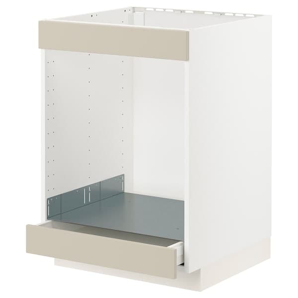 Ikea METOD / MAXIMERA - Base cab for hob+oven w drawer, white/Havstorp beige, 60x60 cm