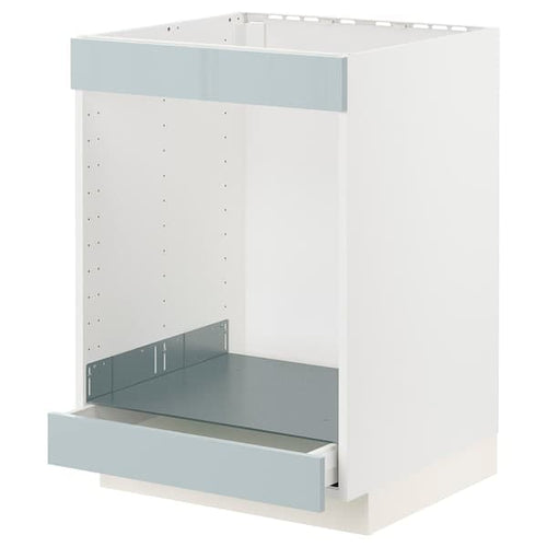 METOD / MAXIMERA - Base cab for hob+oven w drawer, white/Kallarp light grey-blue, 60x60 cm