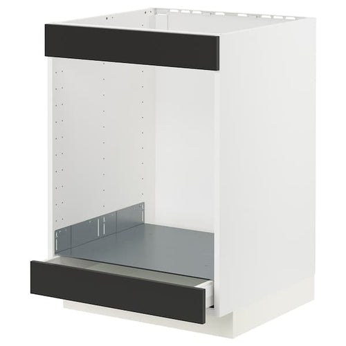 METOD / MAXIMERA - Base cab for hob+oven w drawer, white/Nickebo matt anthracite, 60x60 cm