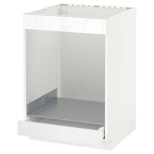METOD / MAXIMERA - Base cab for hob+oven w drawer, white/Ringhult white, 60x60 cm