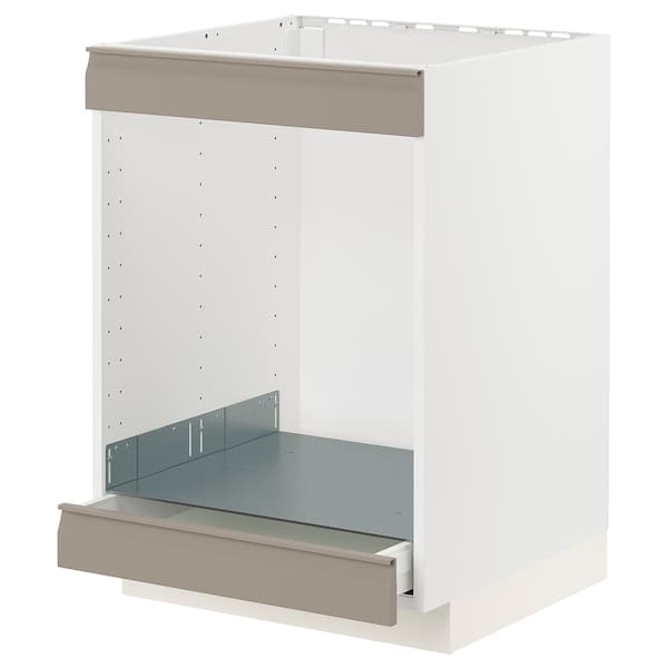 Ikea METOD / MAXIMERA - Base cab for hob+oven w drawer, white/Upplöv matt dark beige, 60x60 cm