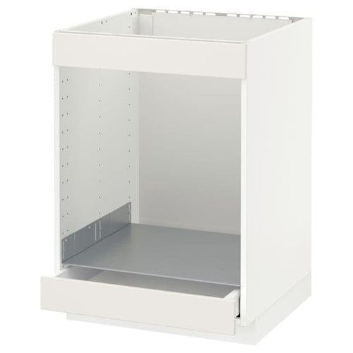 METOD / MAXIMERA - Base cab for hob+oven w drawer, white/Veddinge white, 60x60 cm