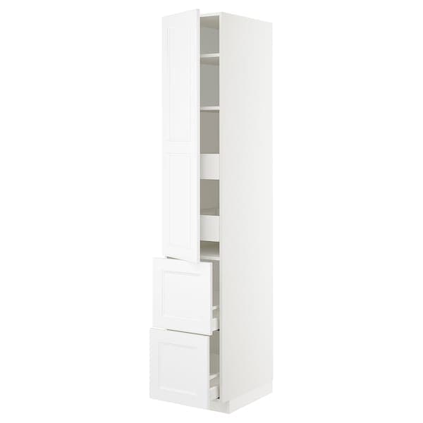 METOD / MAXIMERA - Hi cab w shlvs/4 drawers/dr/2 frnts, white/Axstad matt white, 40x60x220 cm - best price from Maltashopper.com 79359430