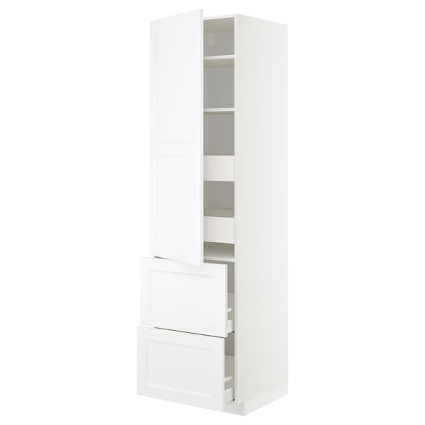 METOD / MAXIMERA - Hi cab w shlvs/4 drawers/dr/2 frnts, white/Axstad matt white, 60x60x220 cm - best price from Maltashopper.com 19383598