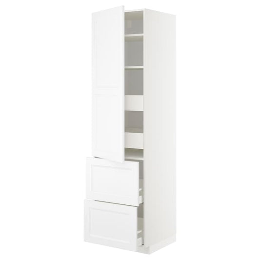 METOD / MAXIMERA - Hi cab w shlvs/4 drawers/dr/2 frnts, white/Axstad matt white, 60x60x220 cm - best price from Maltashopper.com 19383598