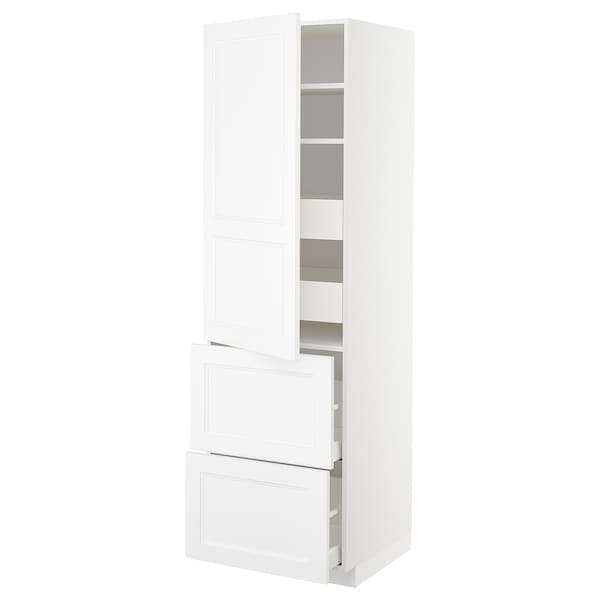 METOD / MAXIMERA - Hi cab w shlvs/4 drawers/dr/2 frnts, white/Axstad matt white, 60x60x200 cm - best price from Maltashopper.com 89383934