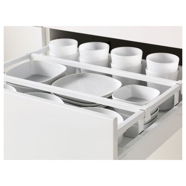 METOD / MAXIMERA - Hi cab w shlvs/4 drawers/dr/2 frnts, white/Bodbyn grey , 60x60x220 cm - best price from Maltashopper.com 89377221