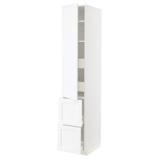 METOD / MAXIMERA - Hi cab w shlvs/4 drawers/dr/2 frnts, white Enköping/white wood effect, 40x60x220 cm - best price from Maltashopper.com 79473322