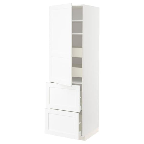 METOD / MAXIMERA hi cab w shlvs/4 drawers/dr/2 frnts, white Enköping/white wood effect, 60x60x200 cm