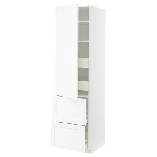 METOD / MAXIMERA - Hi cab w shlvs/4 drawers/dr/2 frnts, white Enköping/white wood effect, 60x60x220 cm - best price from Maltashopper.com 59473323
