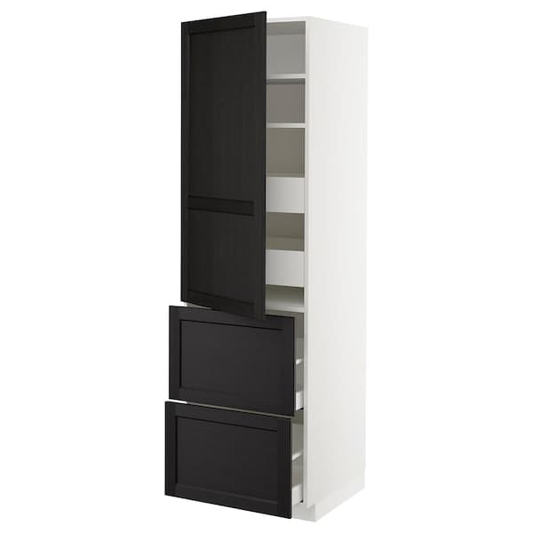 Ikea METOD / MAXIMERA - Hi cab w shlvs/4 drawers/dr/2 frnts, white/Lerhyttan black stained ,