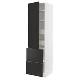 METOD / MAXIMERA hi cab w shlvs/4 drawers/dr/2 frnts, white/Nickebo matt anthracite, 60x60x220 cm