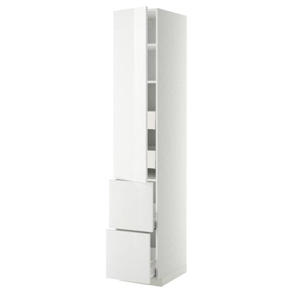 Ikea METOD / MAXIMERA - Hi cab w shlvs/4 drawers/dr/2 frnts, white/Ringhult white, 40x60x220 cm