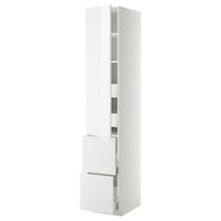 METOD / MAXIMERA hi cab w shlvs/4 drawers/dr/2 frnts, white/Ringhult white, 40x60x220 cm