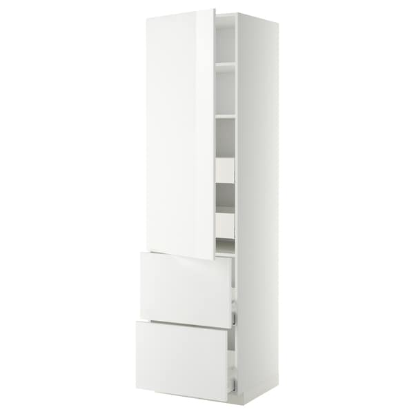 METOD / MAXIMERA - Hi cab w shlvs/4 drawers/dr/2 frnts, white/Ringhult white, 60x60x220 cm - best price from Maltashopper.com 29365339