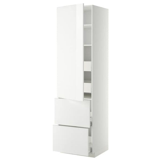Ikea METOD / MAXIMERA - Hi cab w shlvs/4 drawers/dr/2 frnts, white/Ringhult white, 60x60x220 cm