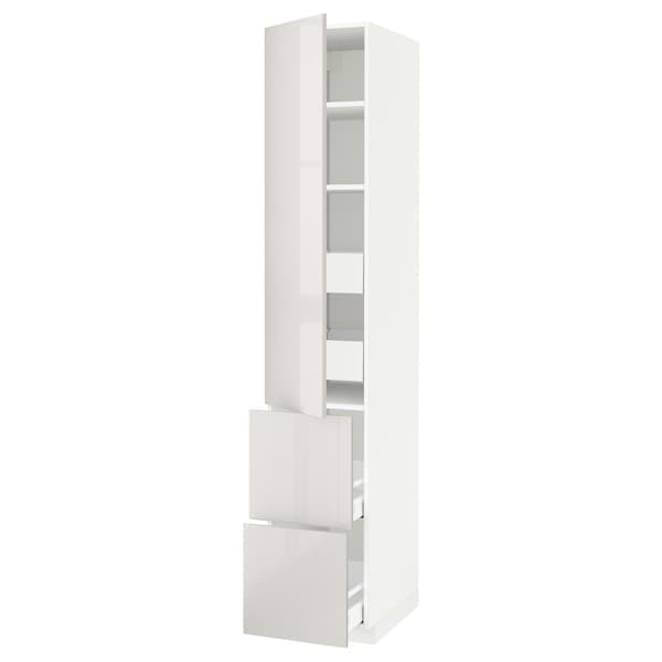 Ikea METOD / MAXIMERA - Hi cab w shlvs/4 drawers/dr/2 frnts, white/Ringhult light grey, 40x60x220 cm