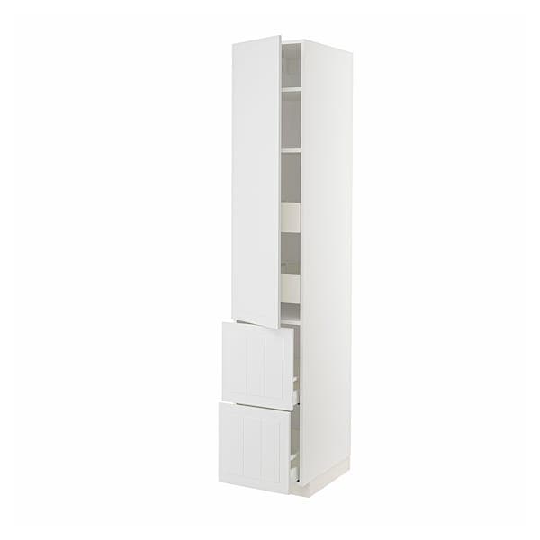 Ikea METOD / MAXIMERA - Hi cab w shlvs/4 drawers/dr/2 frnts, white/Stensund white, 40x60x220 cm