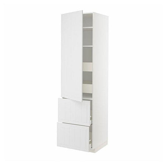 Ikea METOD / MAXIMERA - Hi cab w shlvs/4 drawers/dr/2 frnts, white/Stensund white , 60x60x220 cm