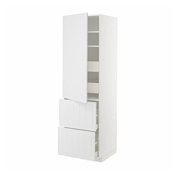 METOD / MAXIMERA - Hi cab w shlvs/4 drawers/dr/2 frnts, white/Stensund white , 60x60x200 cm - best price from Maltashopper.com 99409349