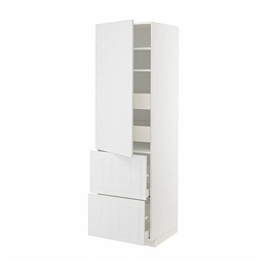 METOD / MAXIMERA - Hi cab w shlvs/4 drawers/dr/2 frnts, white/Stensund white , 60x60x200 cm - best price from Maltashopper.com 99409349