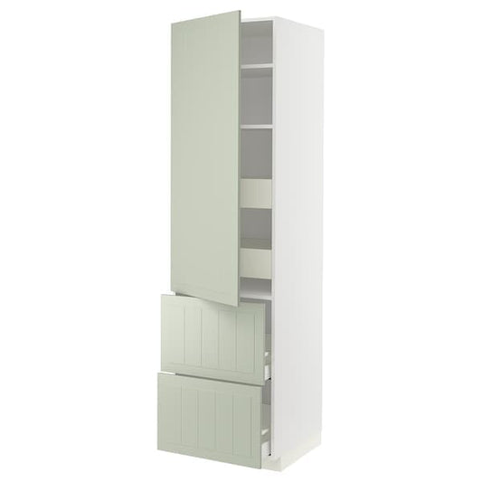 Ikea METOD / MAXIMERA - Hi cab w shlvs/4 drawers/dr/2 frnts, white/Stensund light green, 60x60x220 cm