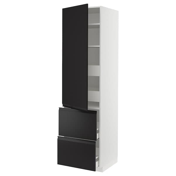 METOD / MAXIMERA hi cab w shlvs/4 drawers/dr/2 frnts, white/Upplöv matt anthracite, 60x60x220 cm