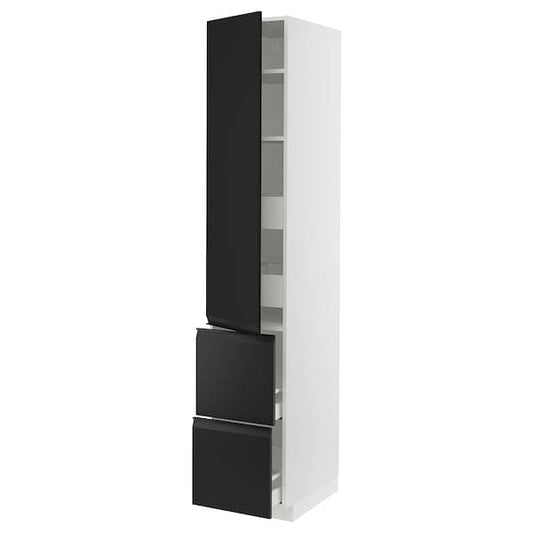 Ikea METOD / MAXIMERA - Hi cab w shlvs/4 drawers/dr/2 frnts, white/Upplöv matt anthracite , 40x60x220 cm