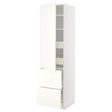 METOD / MAXIMERA hi cab w shlvs/4 drawers/dr/2 frnts, white/Vallstena white, 60x60x220 cm