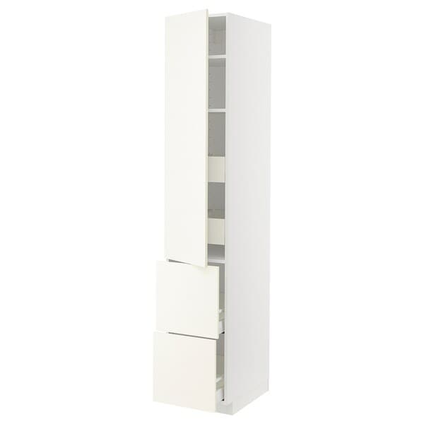 Ikea METOD / MAXIMERA - Hi cab w shlvs/4 drawers/dr/2 frnts, white/Vallstena white, 40x60x220 cm