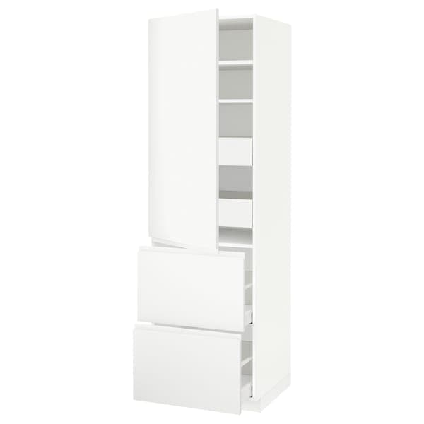 Ikea METOD / MAXIMERA - Hi cab w shlvs/4 drawers/dr/2 frnts, white/Voxtorp matt white, 60x60x200 cm