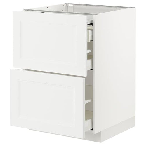 METOD / MAXIMERA - Bc w pull-out work surface/3drw, white/Axstad matt white , 60x60 cm