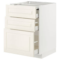 METOD / MAXIMERA bc w pull-out work surface/3drw, white/Bodbyn off-white, 60x60 cm