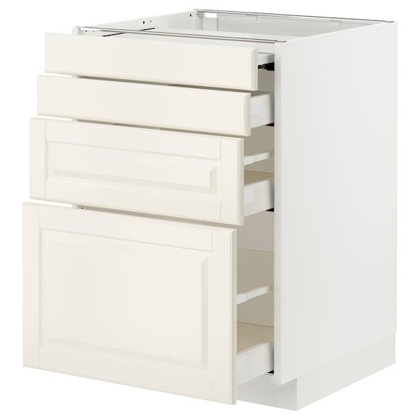 Ikea METOD / MAXIMERA - Bc w pull-out work surface/3drw, white/Bodbyn off-white, 60x60 cm