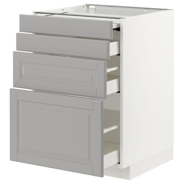 Ikea METOD / MAXIMERA - Bc w pull-out work surface/3drw, white/Bodbyn grey, 60x60 cm