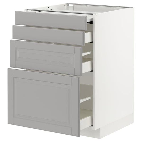 METOD / MAXIMERA - METOD / MAXIMERA Bc w pull-out work surface/3drw, white/Bodbyn grey, 60x60 cm