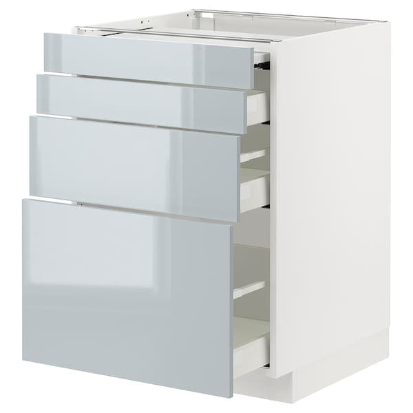 Ikea METOD / MAXIMERA - Bc w pull-out work surface/3drw, white/Kallarp light grey-blue, 60x60 cm